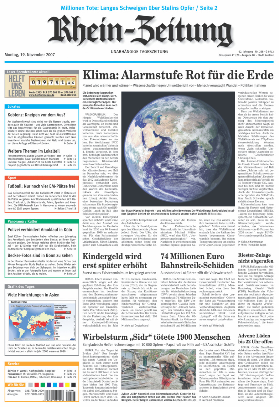 Rhein-Zeitung Koblenz & Region vom Montag, 19.11.2007