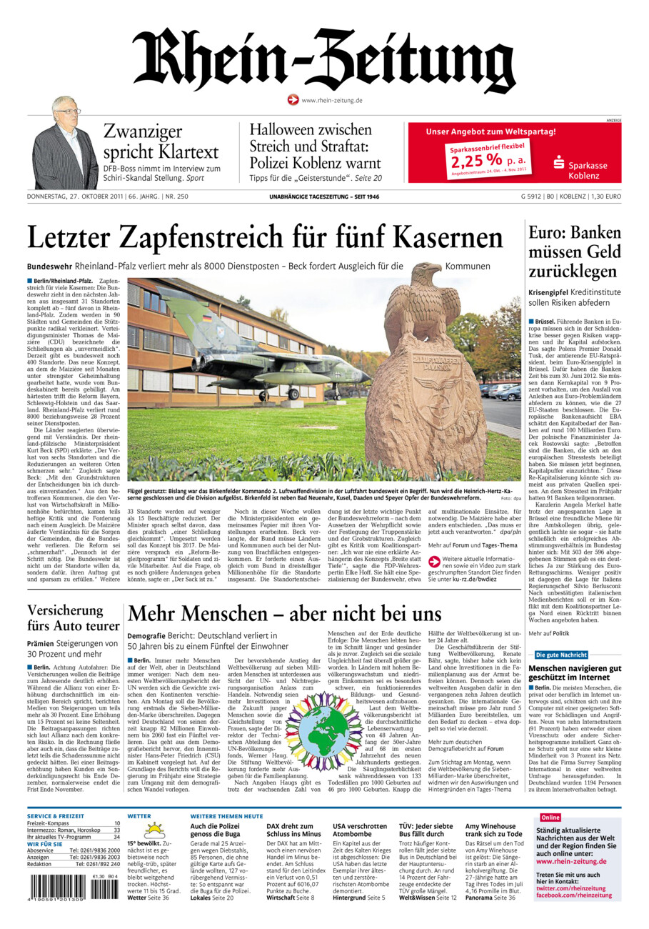 Rhein-Zeitung Koblenz & Region vom Donnerstag, 27.10.2011