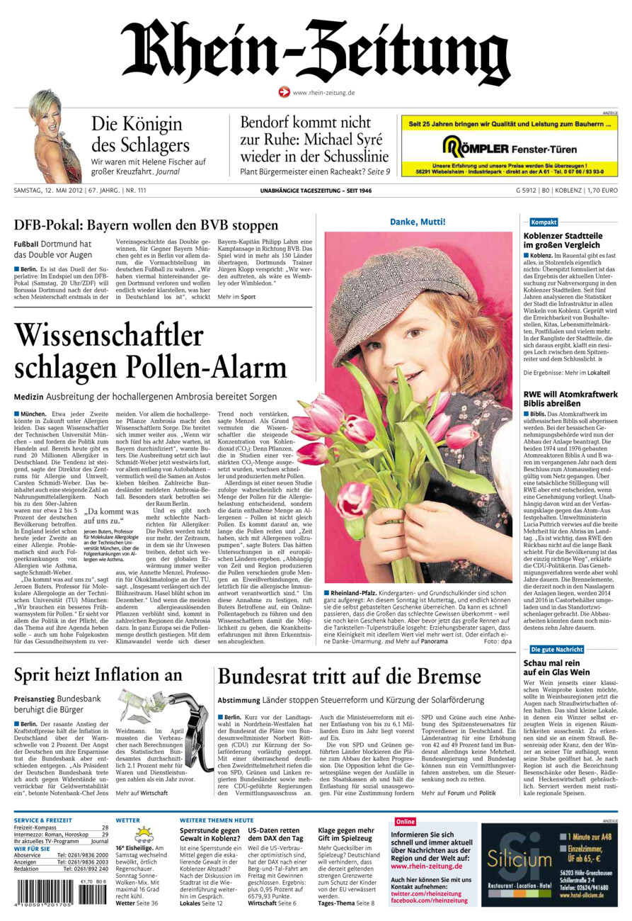 Rhein-Zeitung Koblenz & Region vom Samstag, 12.05.2012