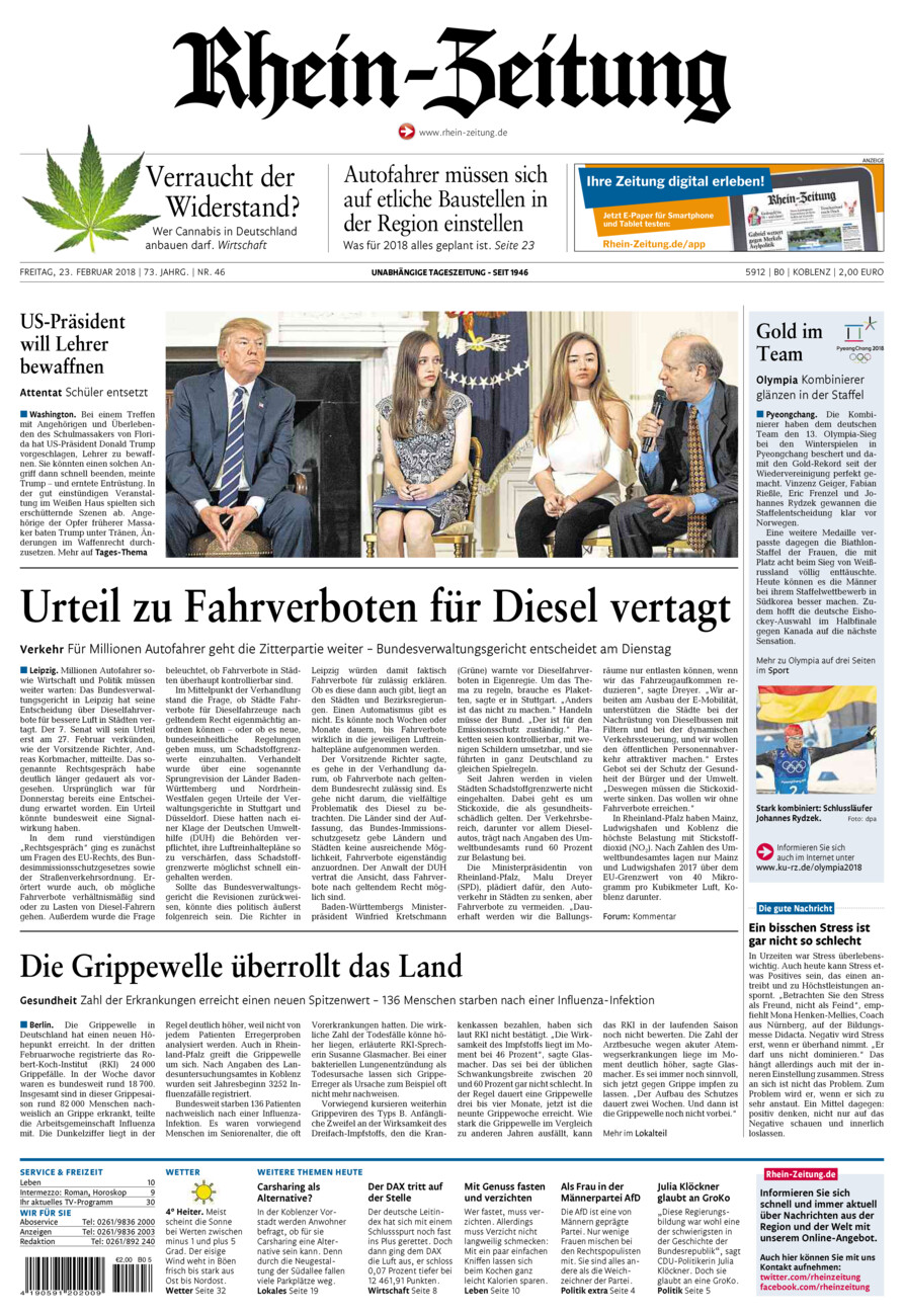 Rhein-Zeitung Koblenz & Region vom Freitag, 23.02.2018