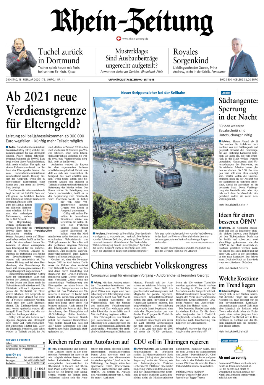 Rhein-Zeitung Koblenz & Region vom Dienstag, 18.02.2020
