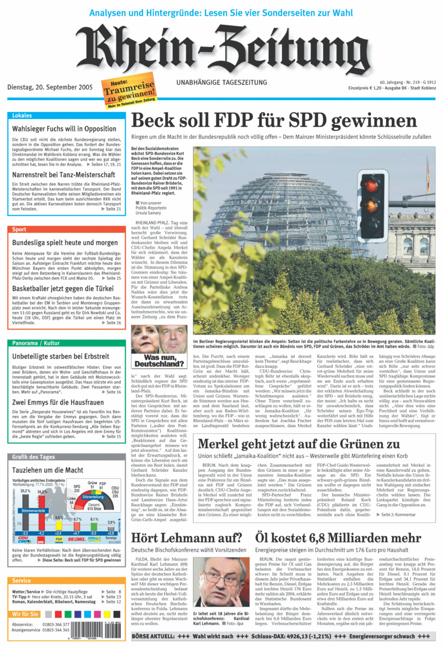 Rhein-Zeitung Koblenz & Region vom Dienstag, 20.09.2005