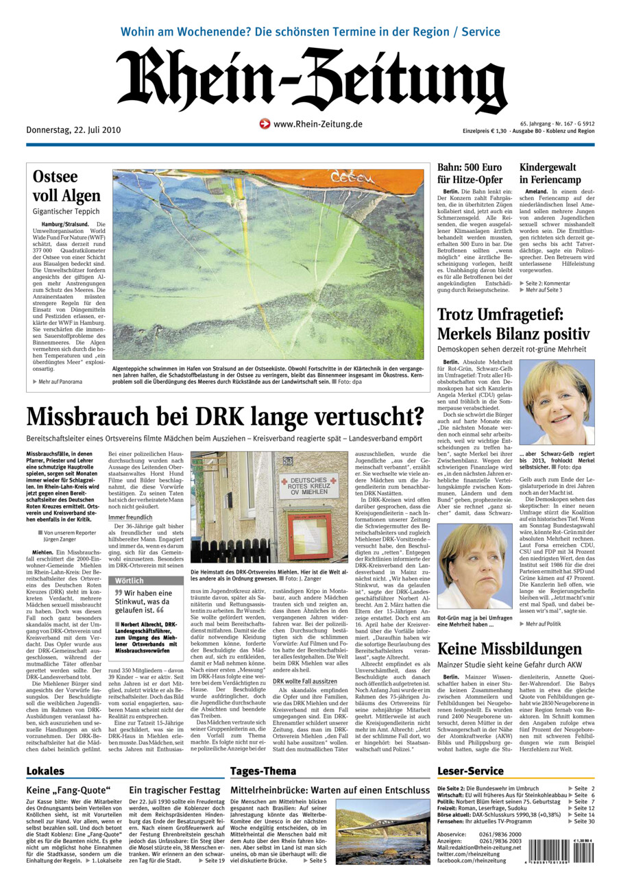 Rhein-Zeitung Koblenz & Region vom Donnerstag, 22.07.2010
