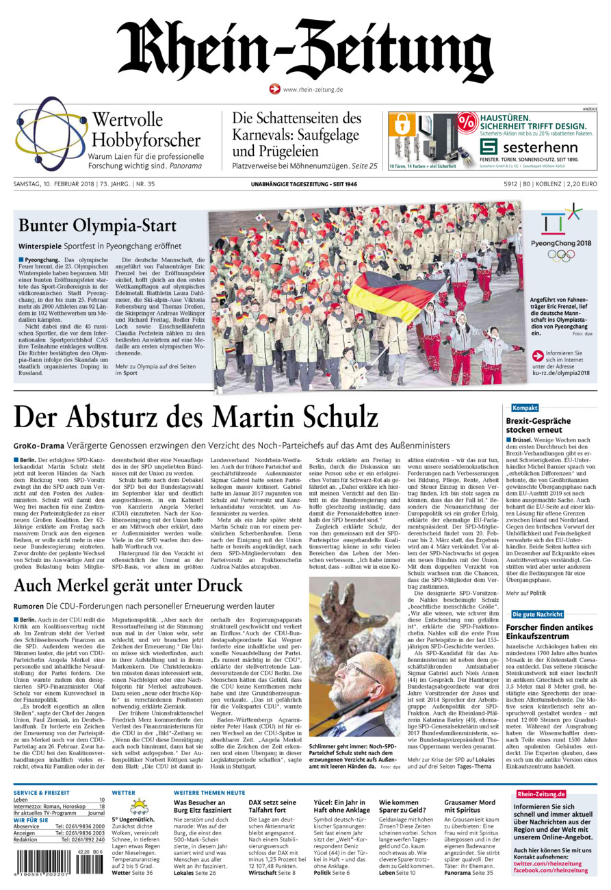 Rhein-Zeitung Koblenz & Region vom Samstag, 10.02.2018