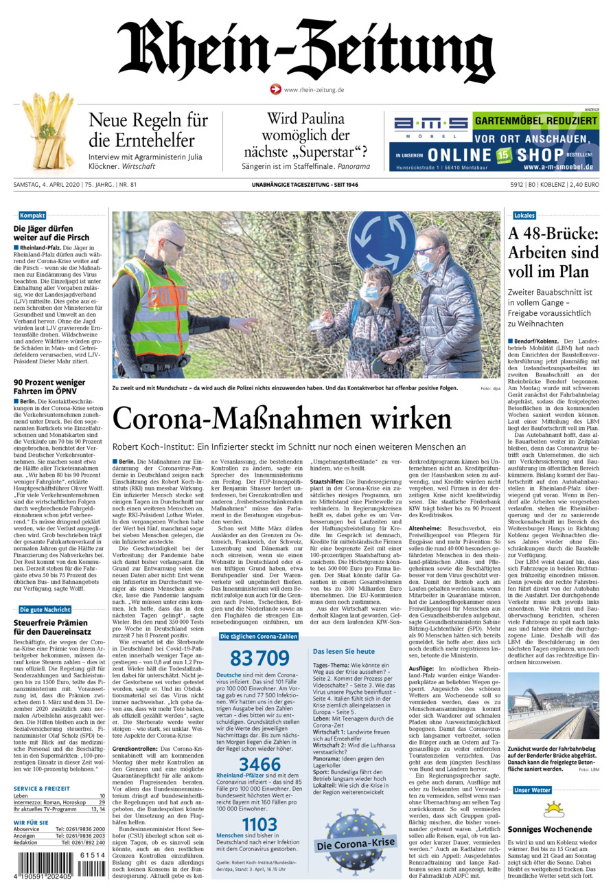 Rhein-Zeitung Koblenz & Region vom Samstag, 04.04.2020