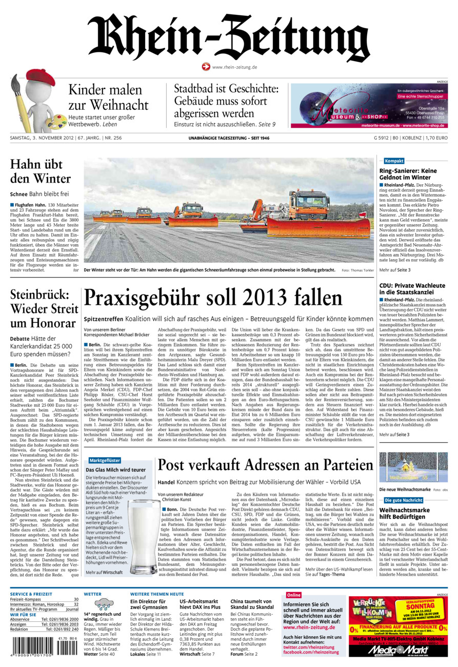 Rhein-Zeitung Koblenz & Region vom Samstag, 03.11.2012