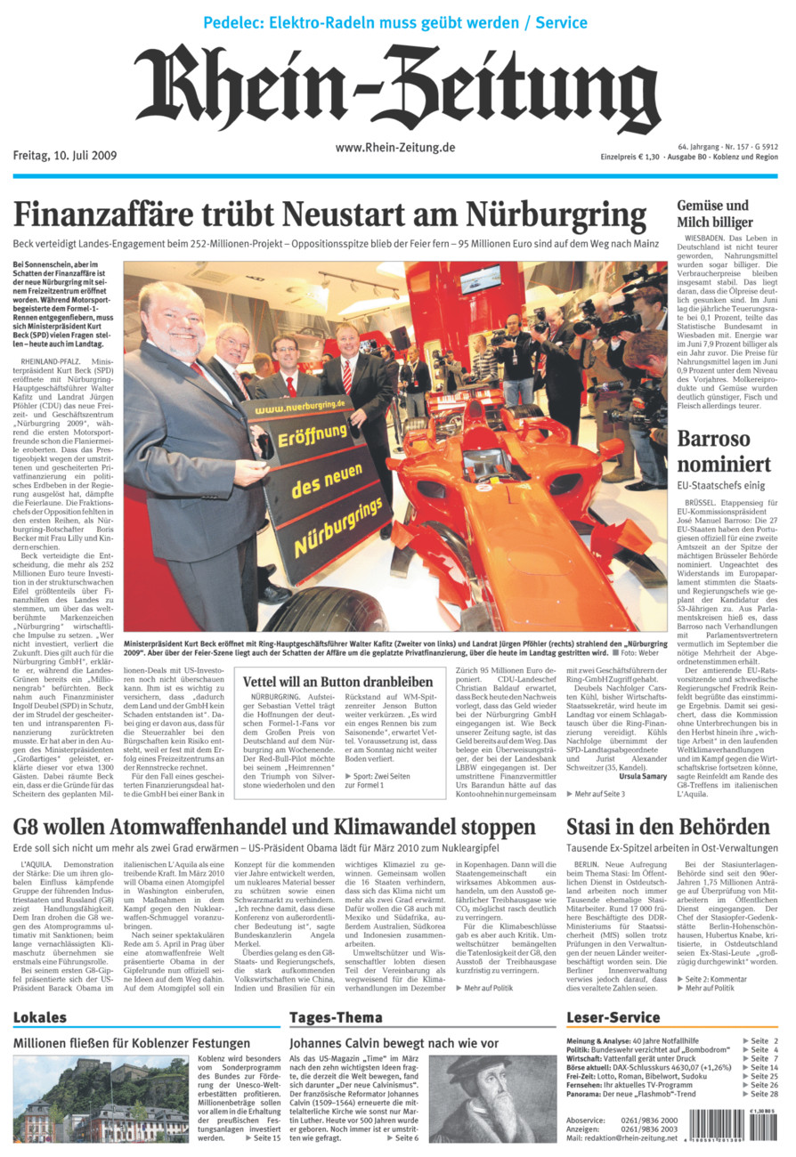 Rhein-Zeitung Koblenz & Region vom Freitag, 10.07.2009
