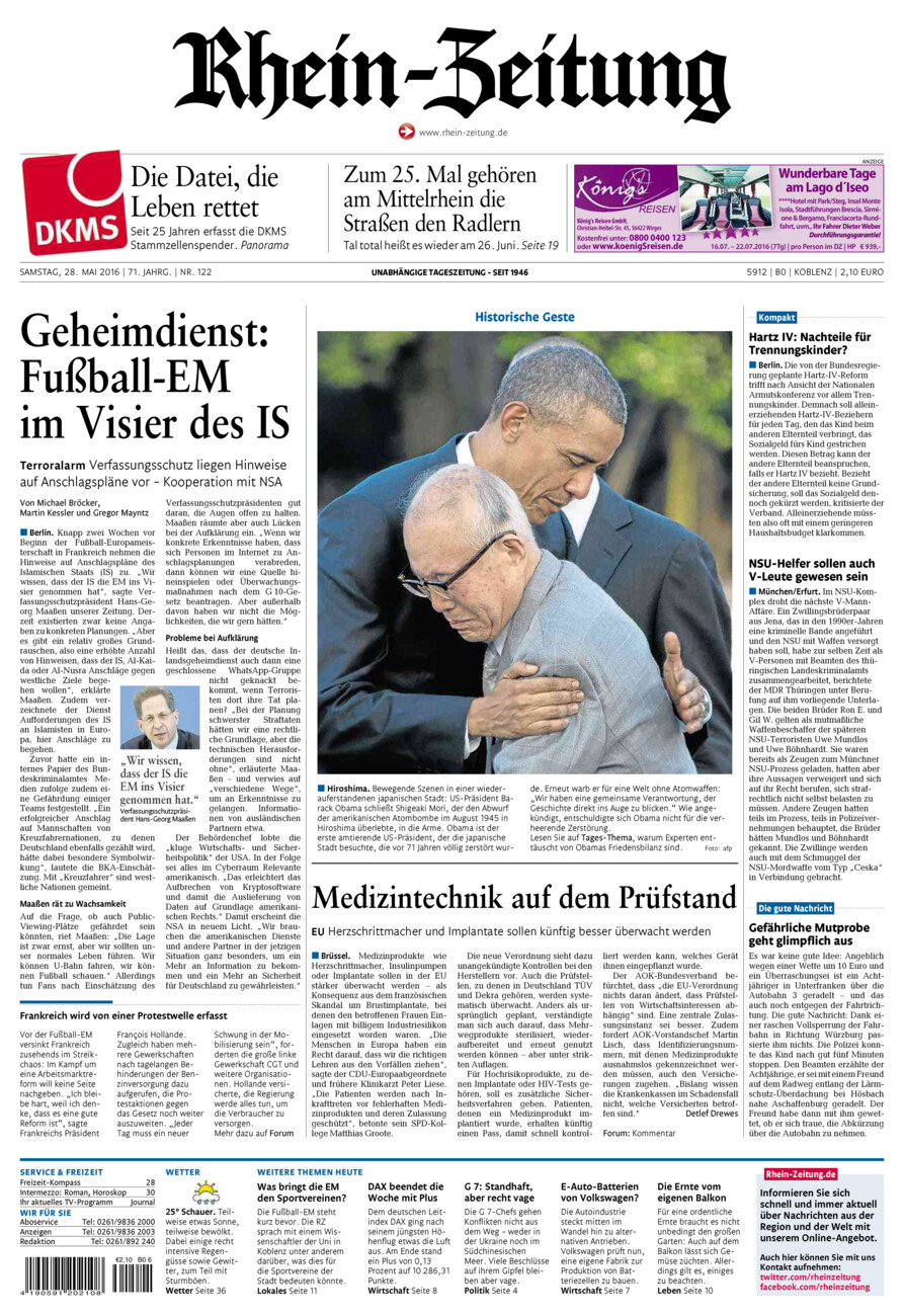 Rhein-Zeitung Koblenz & Region vom Samstag, 28.05.2016