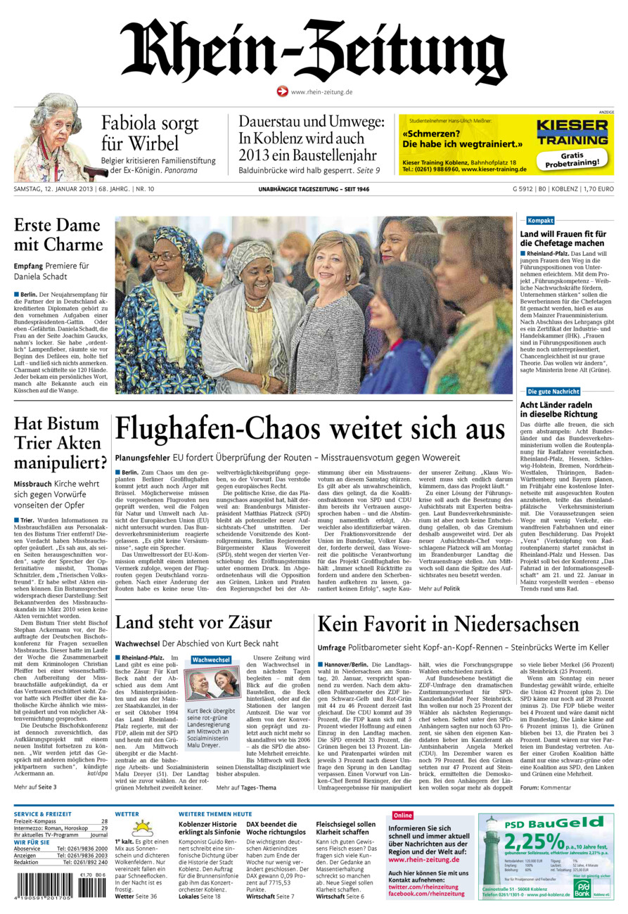Rhein-Zeitung Koblenz & Region vom Samstag, 12.01.2013