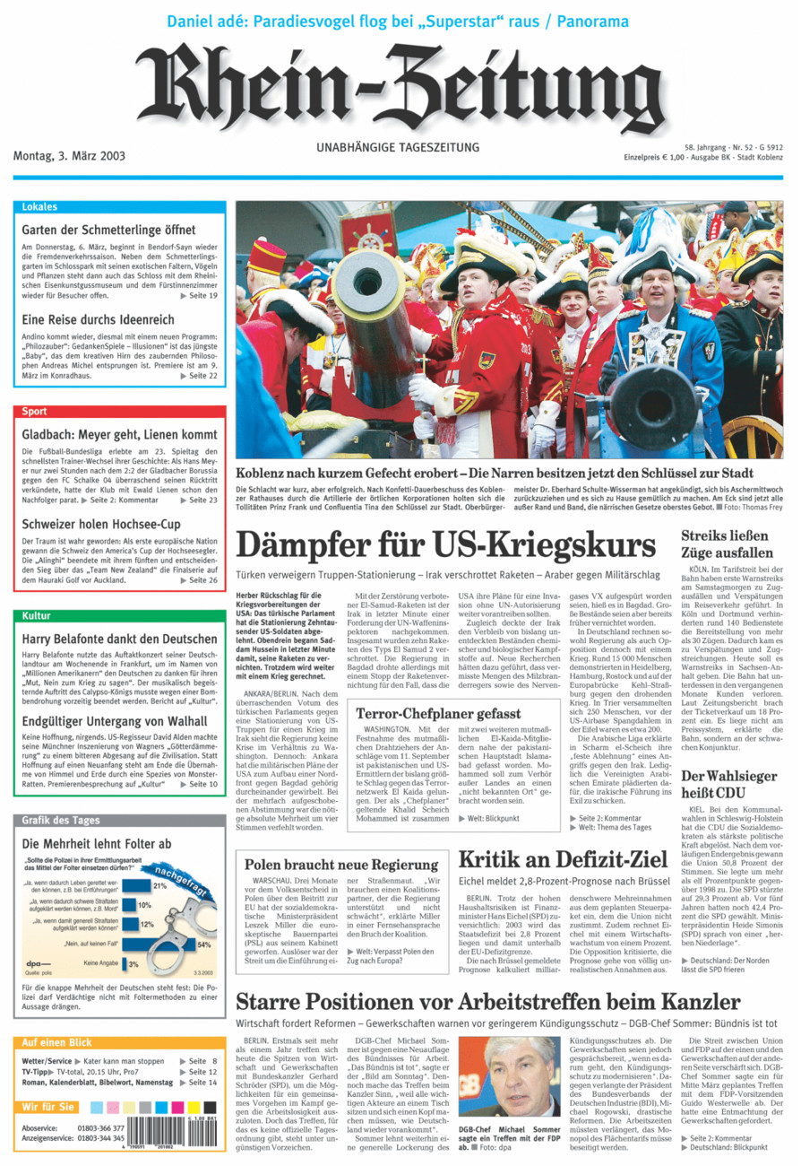 Rhein-Zeitung Koblenz & Region vom Montag, 03.03.2003