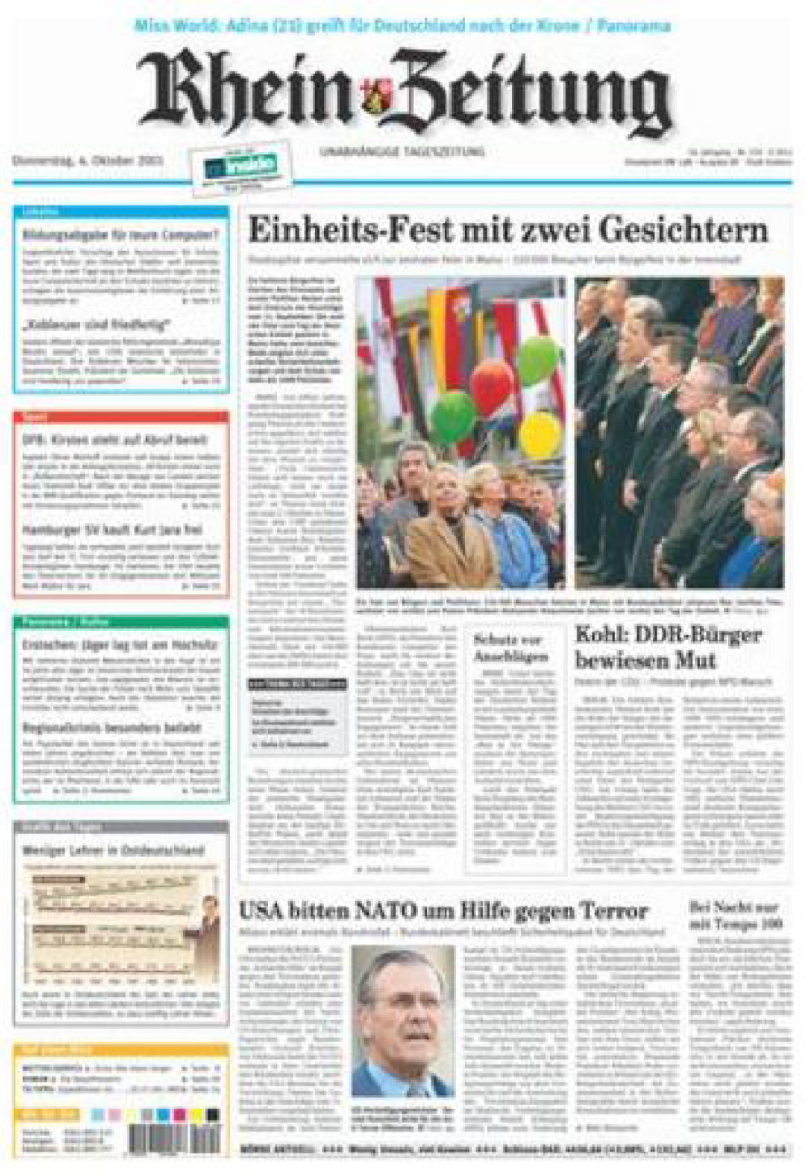 Rhein-Zeitung Koblenz & Region vom Donnerstag, 04.10.2001