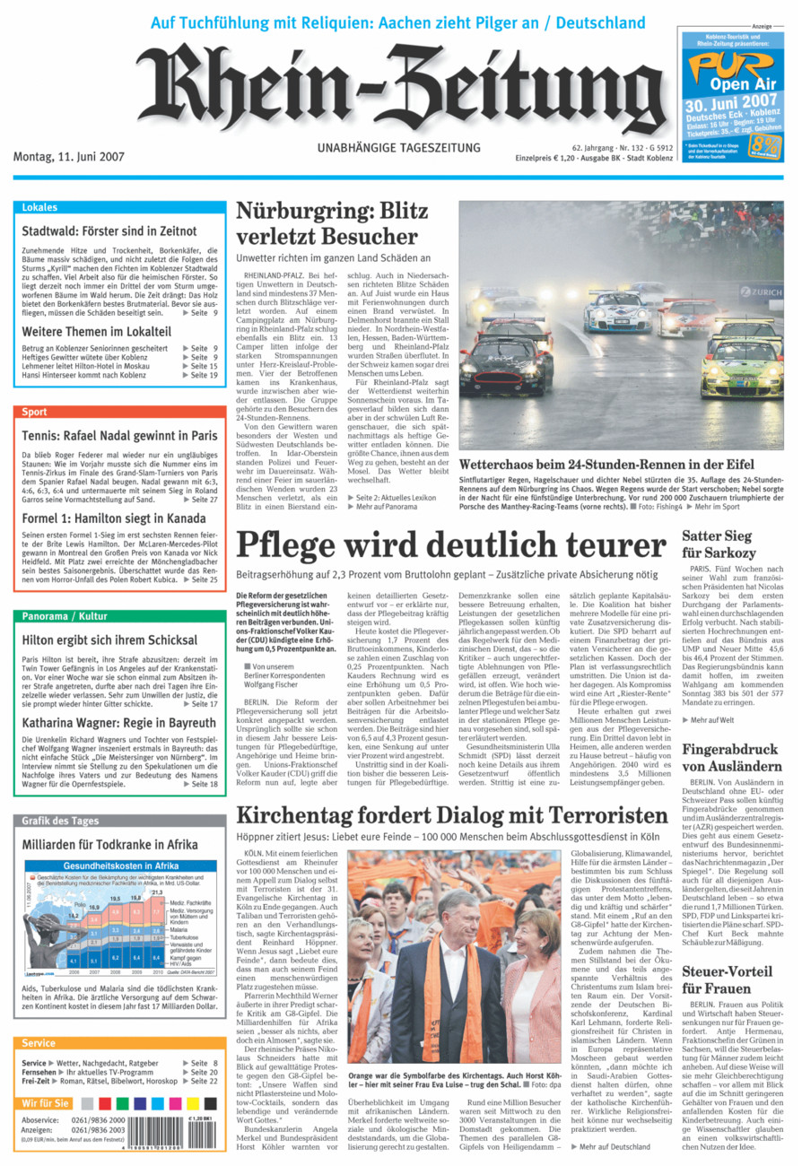 Rhein-Zeitung Koblenz & Region vom Montag, 11.06.2007