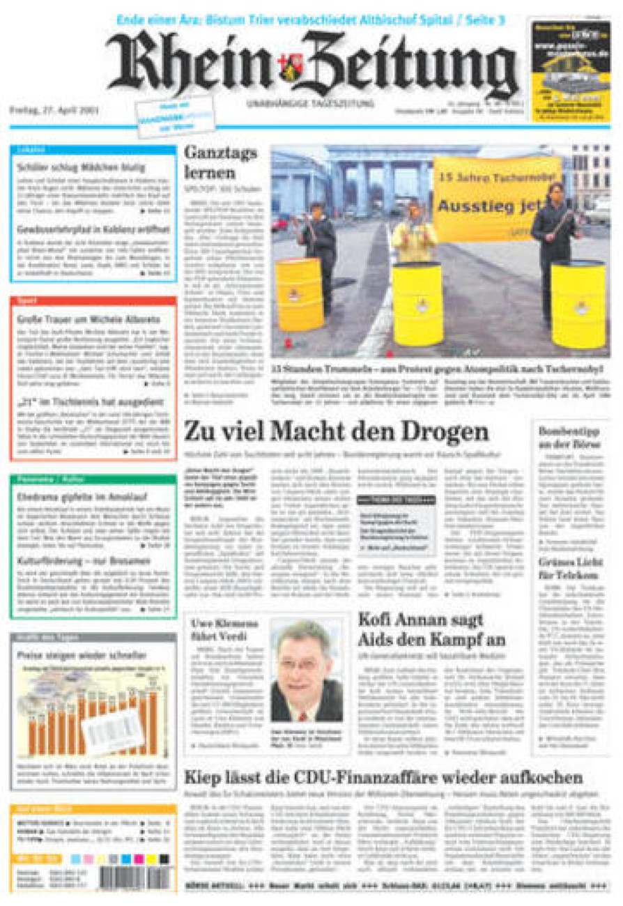 Rhein-Zeitung Koblenz & Region vom Freitag, 27.04.2001