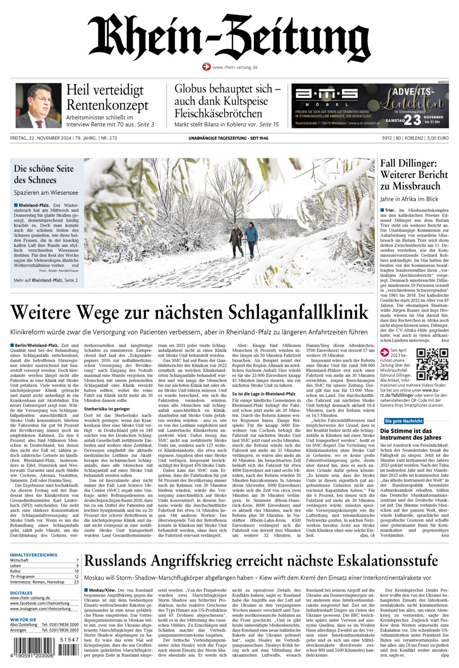 Rhein-Zeitung Koblenz & Region vom Freitag, 22.11.2024