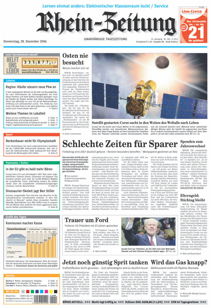 Rhein-Zeitung Koblenz & Region vom Donnerstag, 28.12.2006