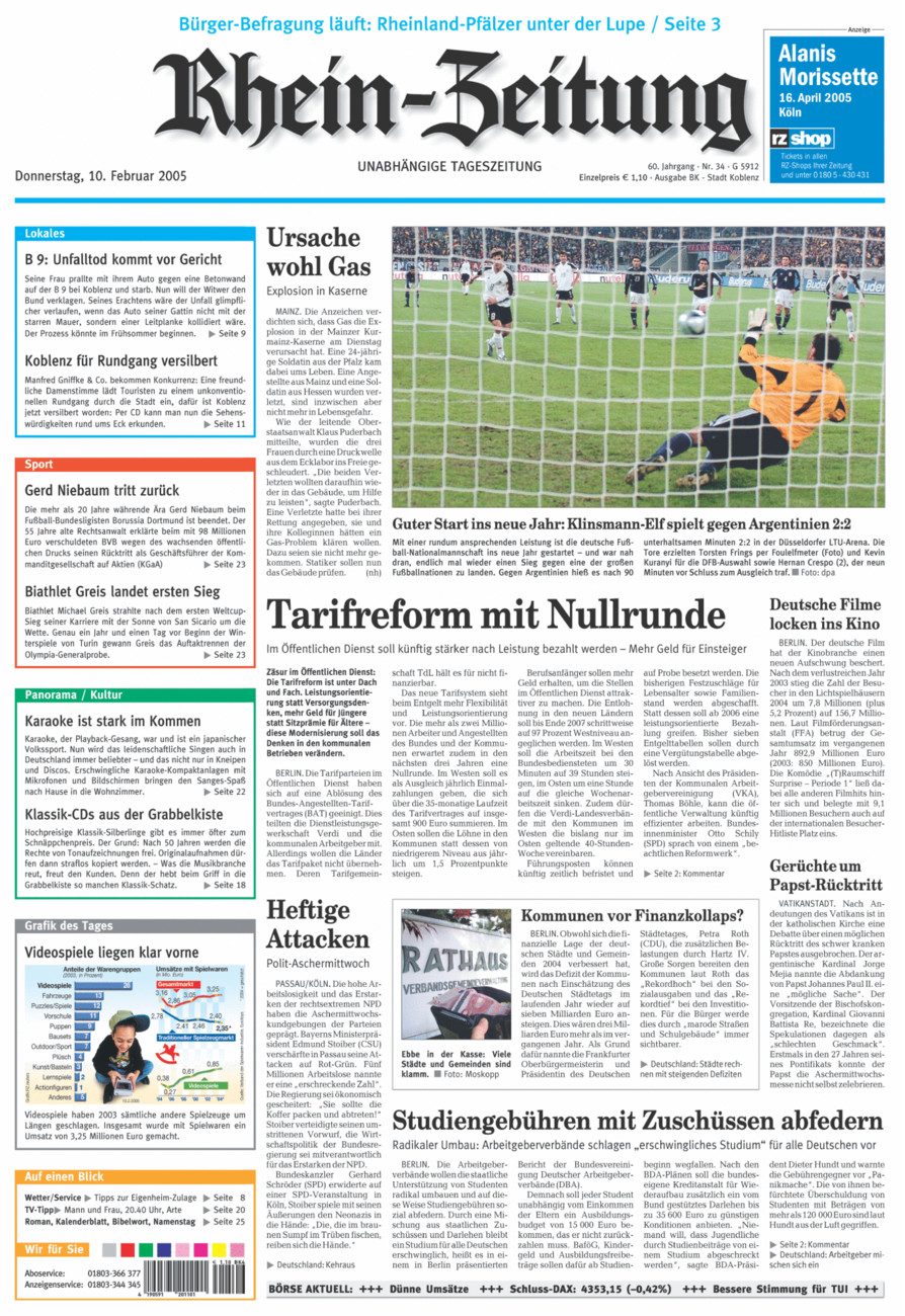 Rhein-Zeitung Koblenz & Region vom Donnerstag, 10.02.2005