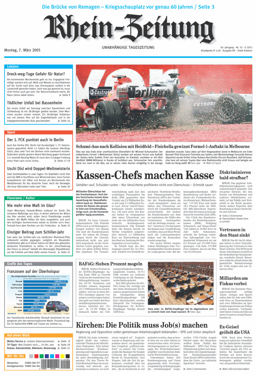 Rhein-Zeitung Koblenz & Region vom Montag, 07.03.2005