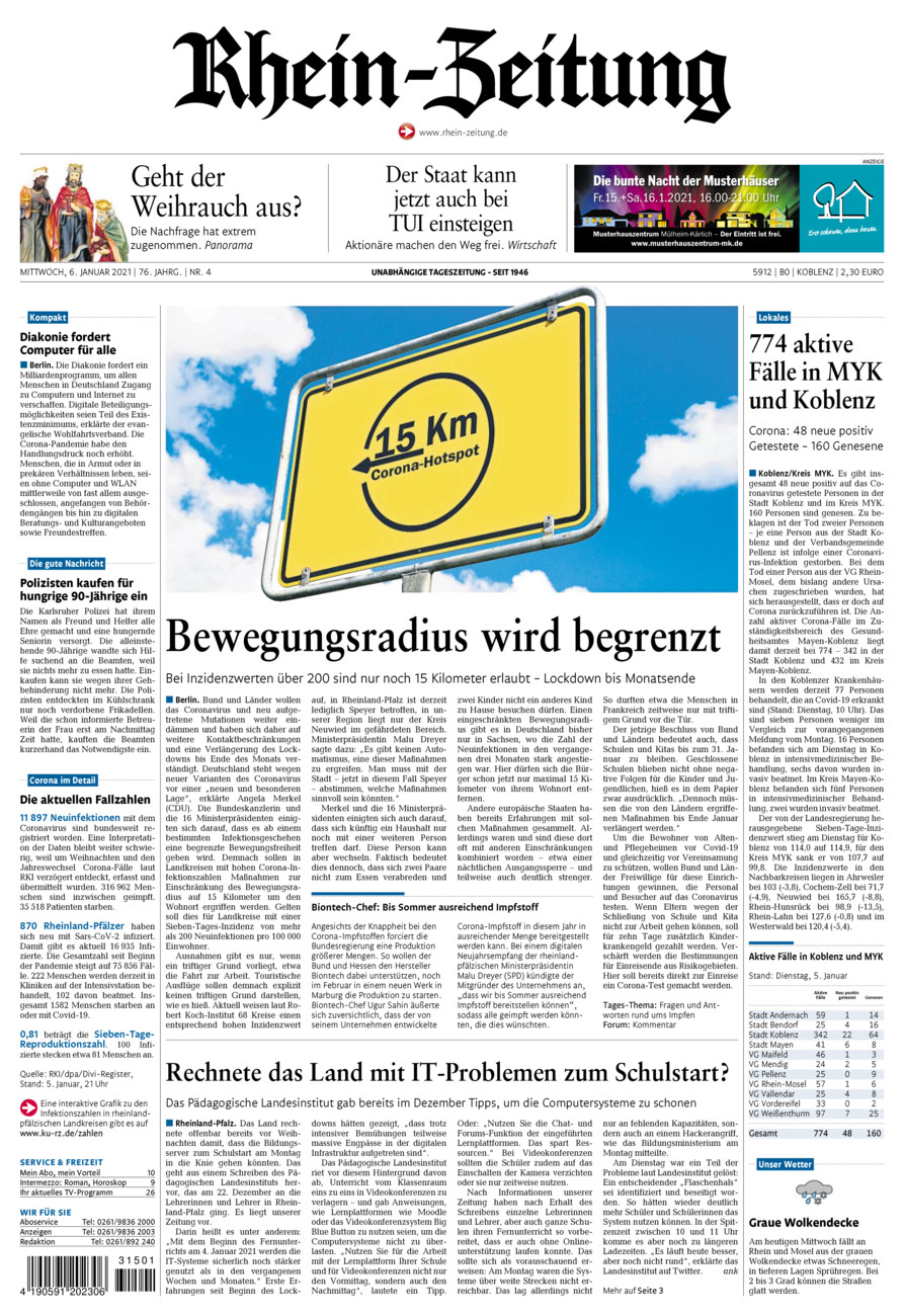 Rhein-Zeitung Koblenz & Region vom Mittwoch, 06.01.2021