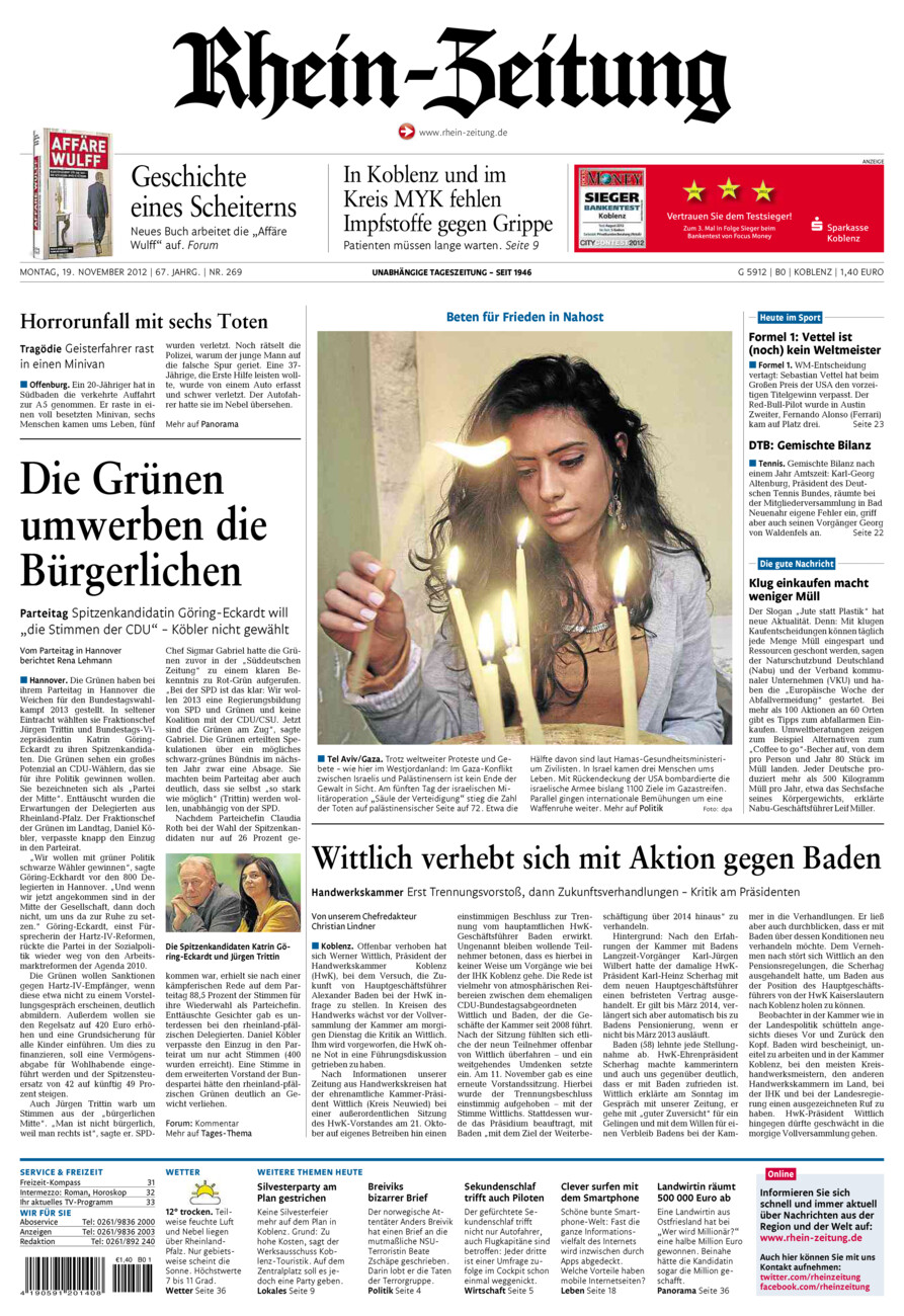 Rhein-Zeitung Koblenz & Region vom Montag, 19.11.2012
