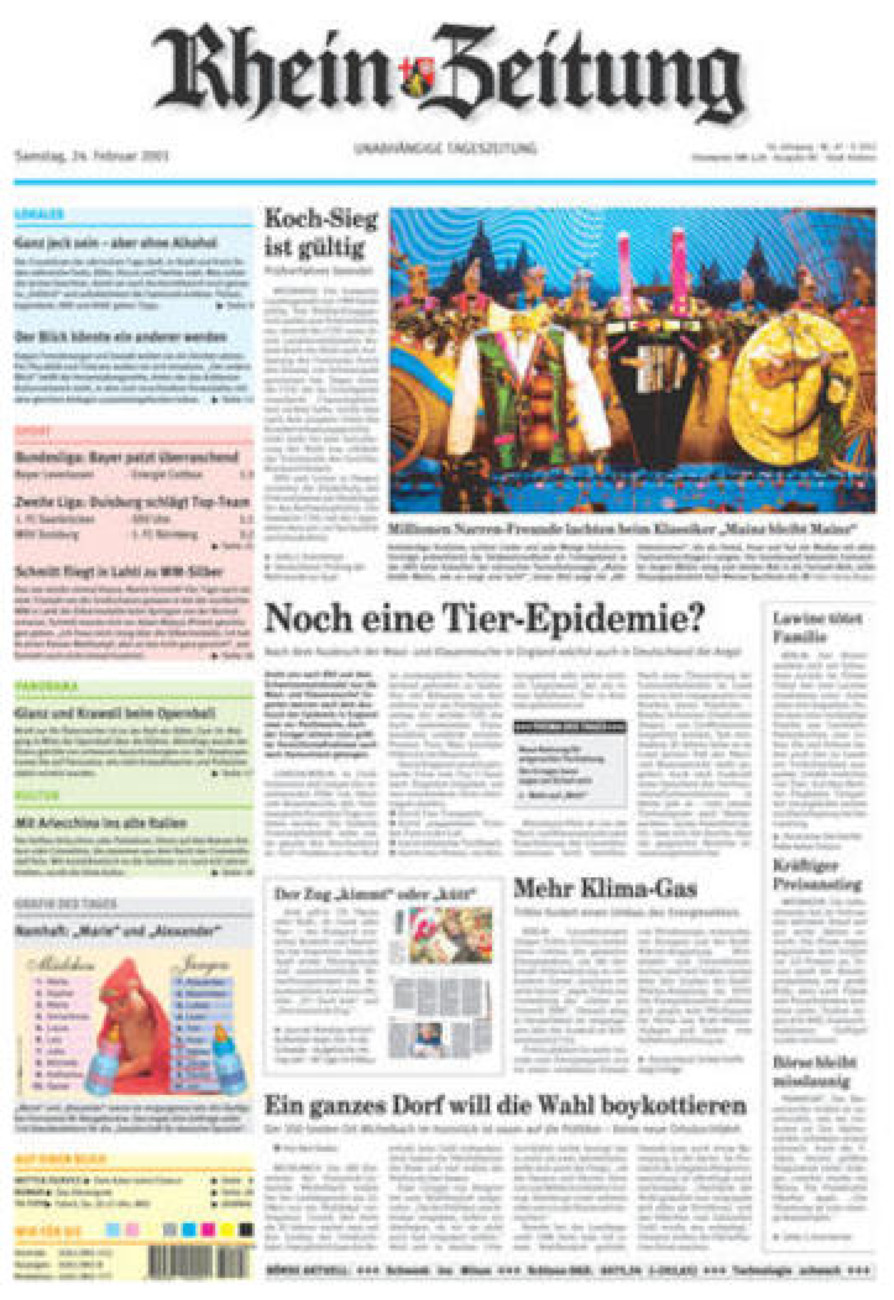 Rhein-Zeitung Koblenz & Region vom Samstag, 24.02.2001