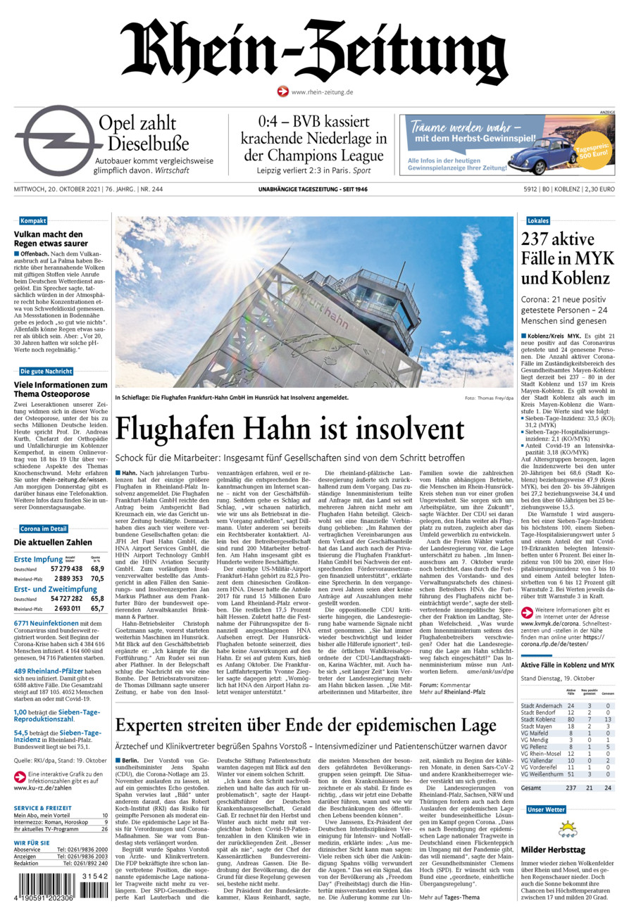 Rhein-Zeitung Koblenz & Region vom Mittwoch, 20.10.2021