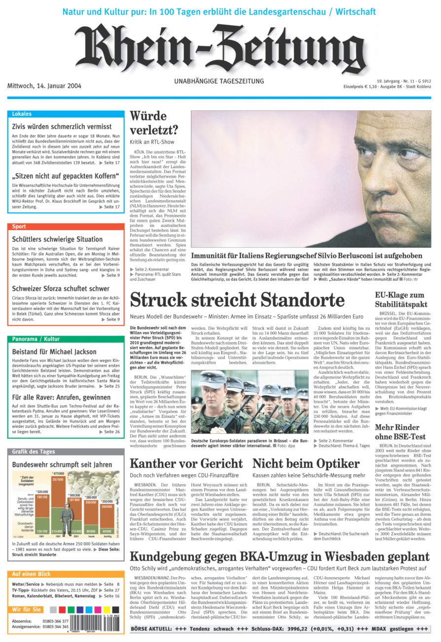 Rhein-Zeitung Koblenz & Region vom Mittwoch, 14.01.2004