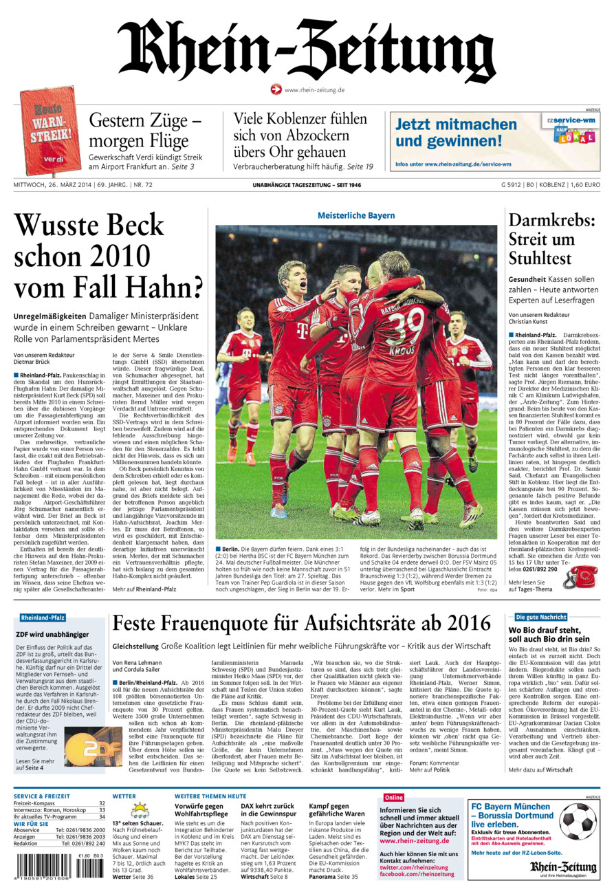 Rhein-Zeitung Koblenz & Region vom Mittwoch, 26.03.2014