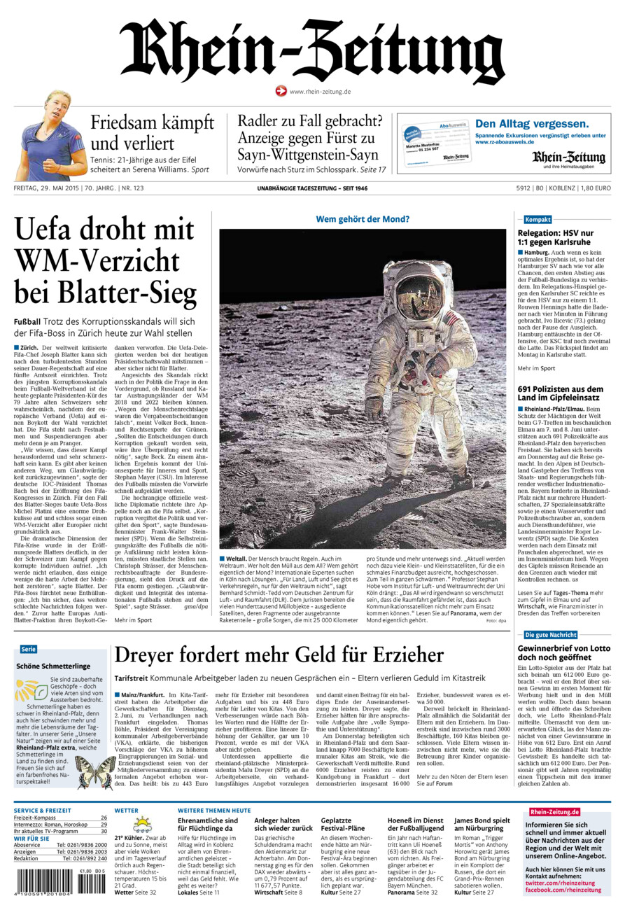 Rhein-Zeitung Koblenz & Region vom Freitag, 29.05.2015