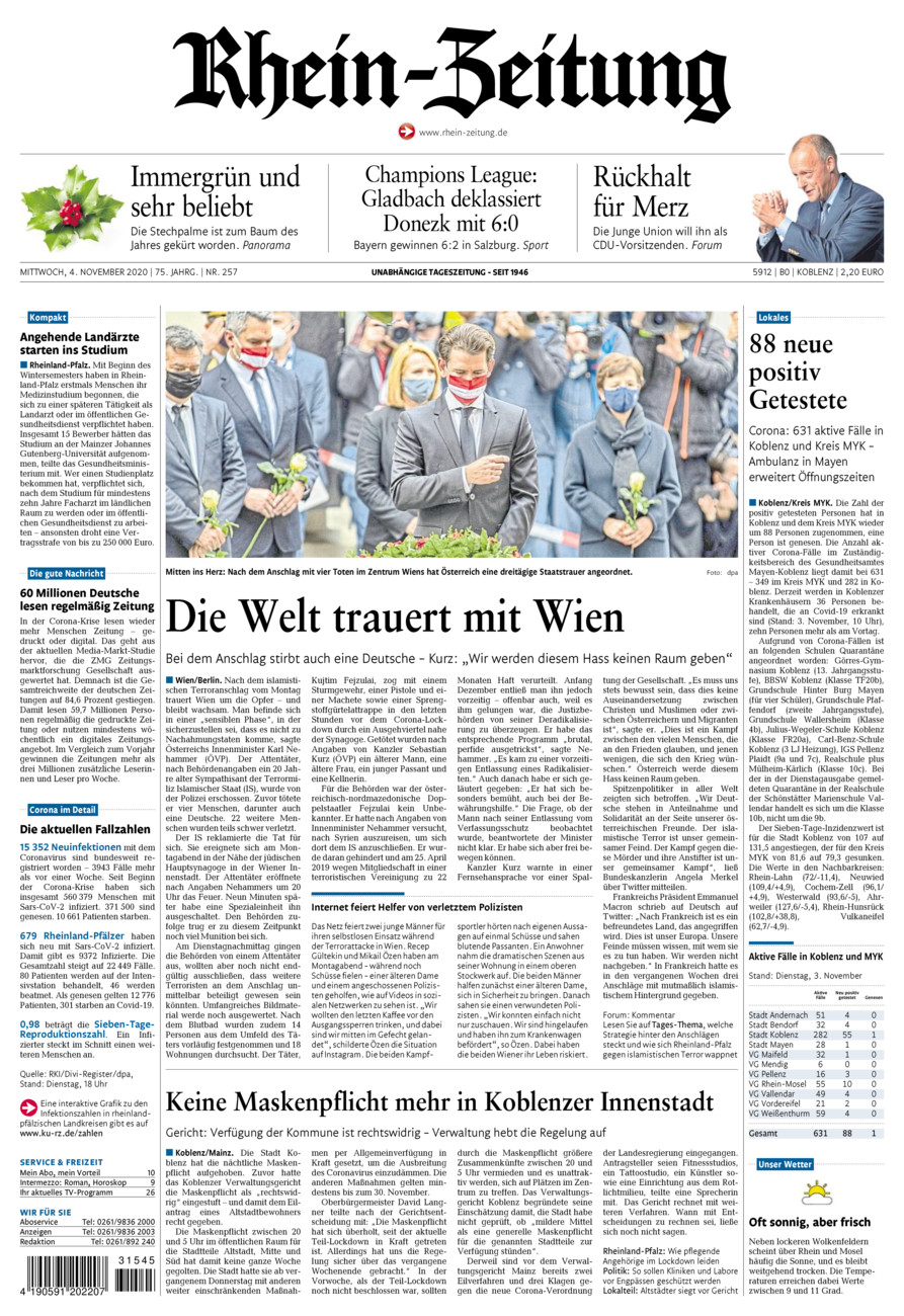 Rhein-Zeitung Koblenz & Region vom Mittwoch, 04.11.2020