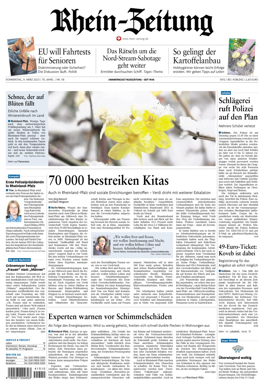 Rhein-Zeitung Koblenz & Region vom Donnerstag, 09.03.2023