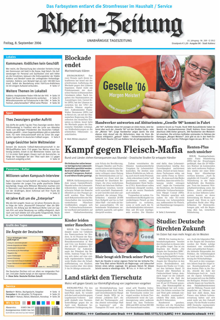 Rhein-Zeitung Koblenz & Region vom Freitag, 08.09.2006