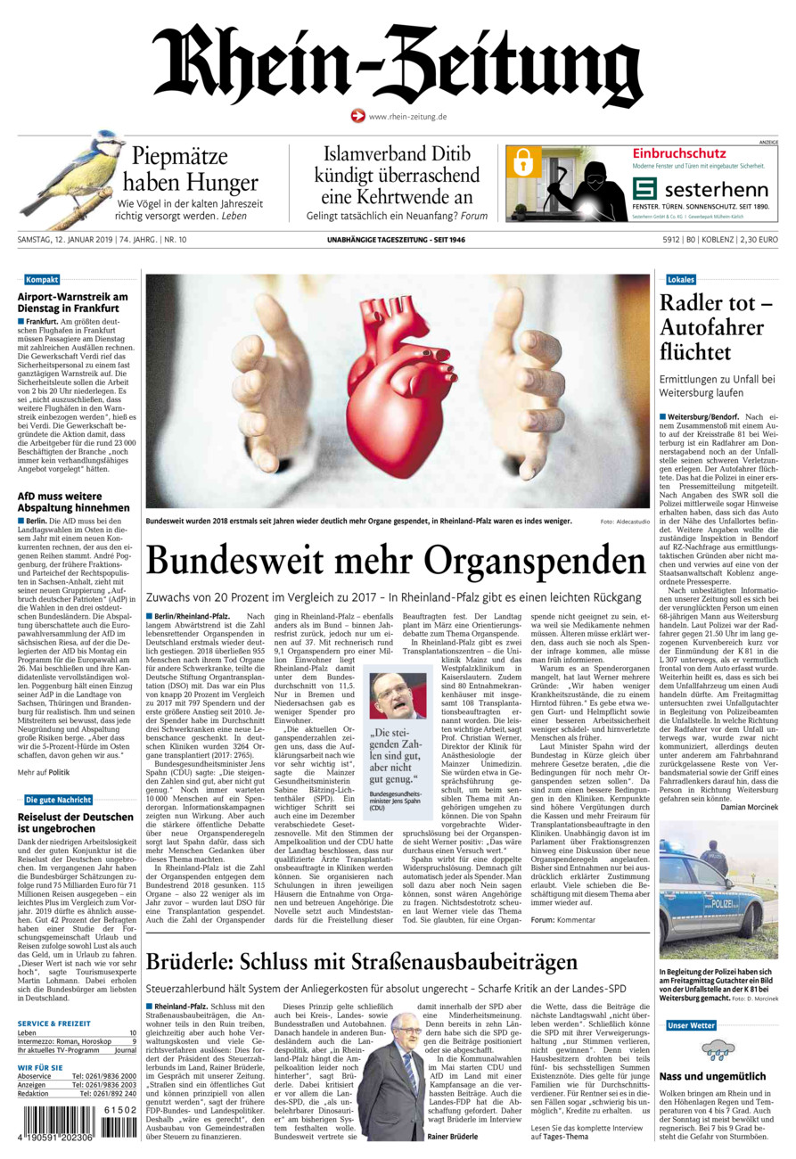 Rhein-Zeitung Koblenz & Region vom Samstag, 12.01.2019