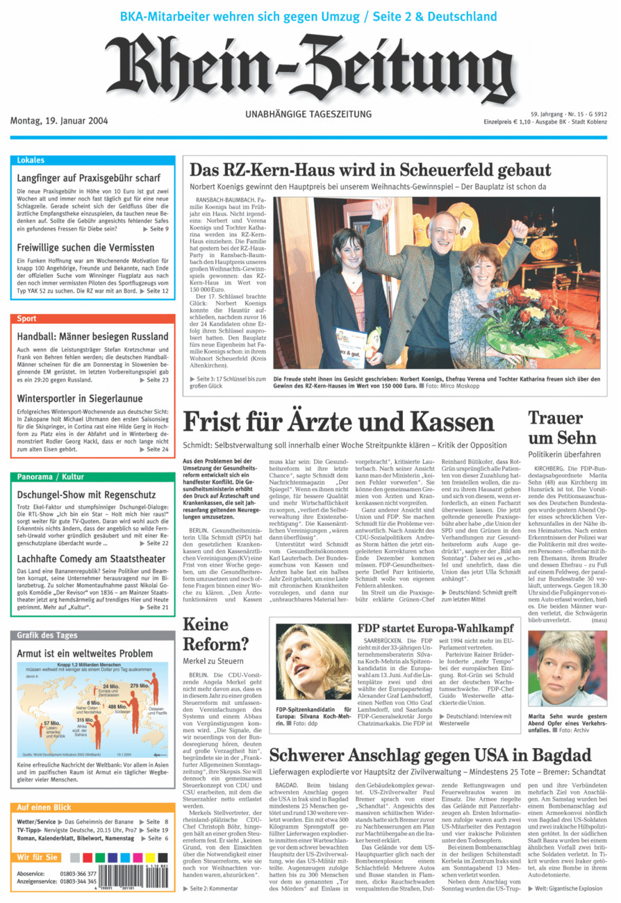 Rhein-Zeitung Koblenz & Region vom Montag, 19.01.2004