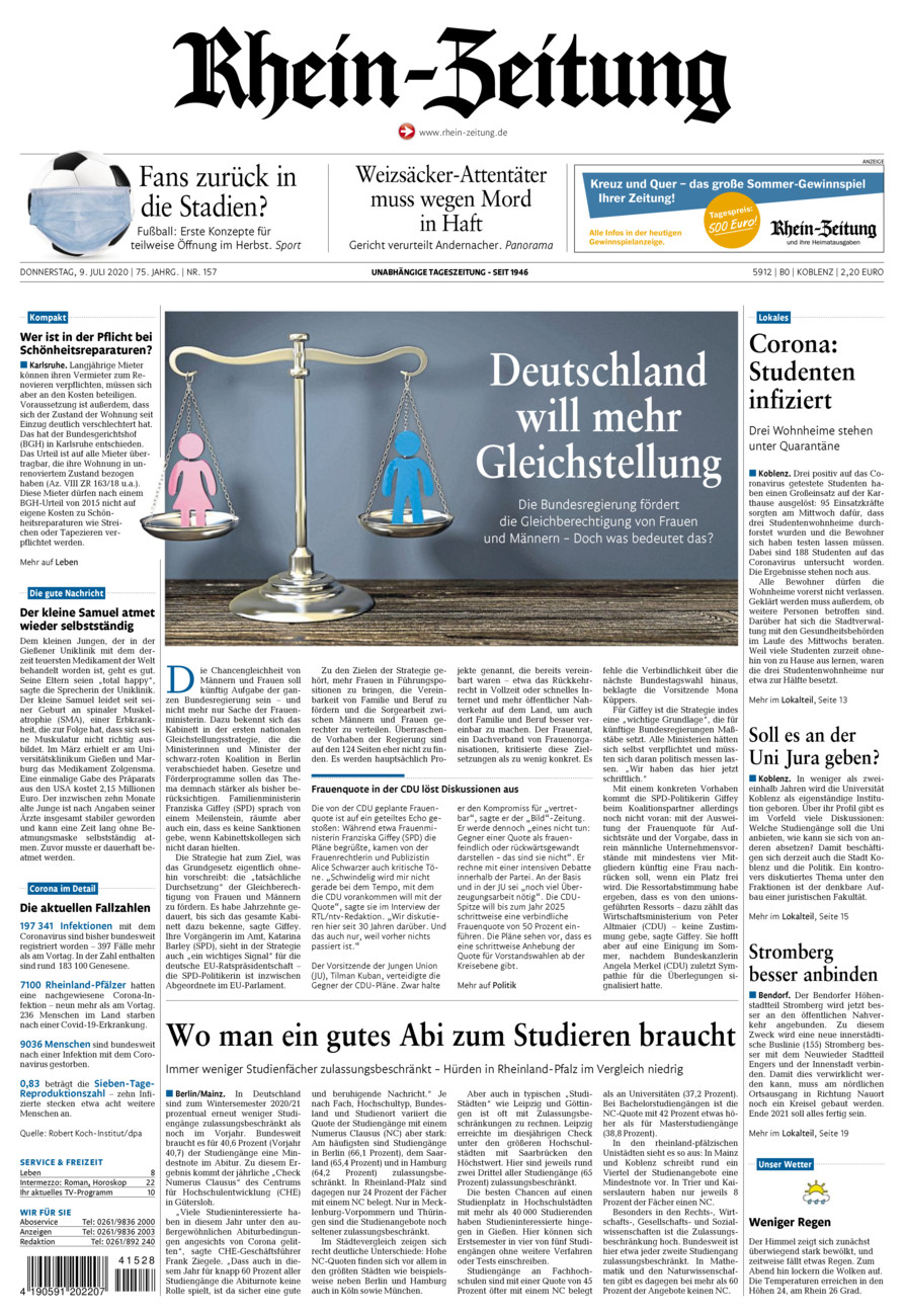 Rhein-Zeitung Koblenz & Region vom Donnerstag, 09.07.2020