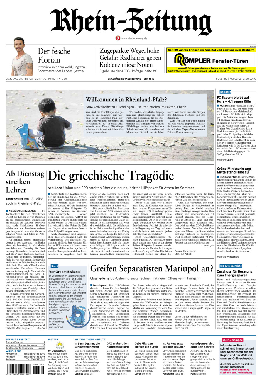 Rhein-Zeitung Koblenz & Region vom Samstag, 28.02.2015