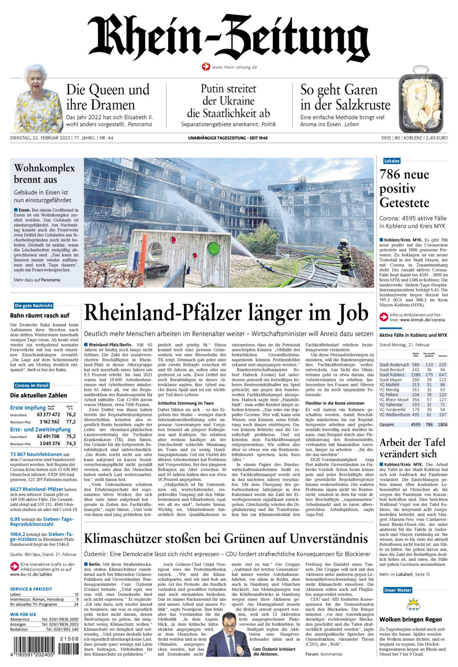 Rhein-Zeitung Koblenz & Region vom Dienstag, 22.02.2022