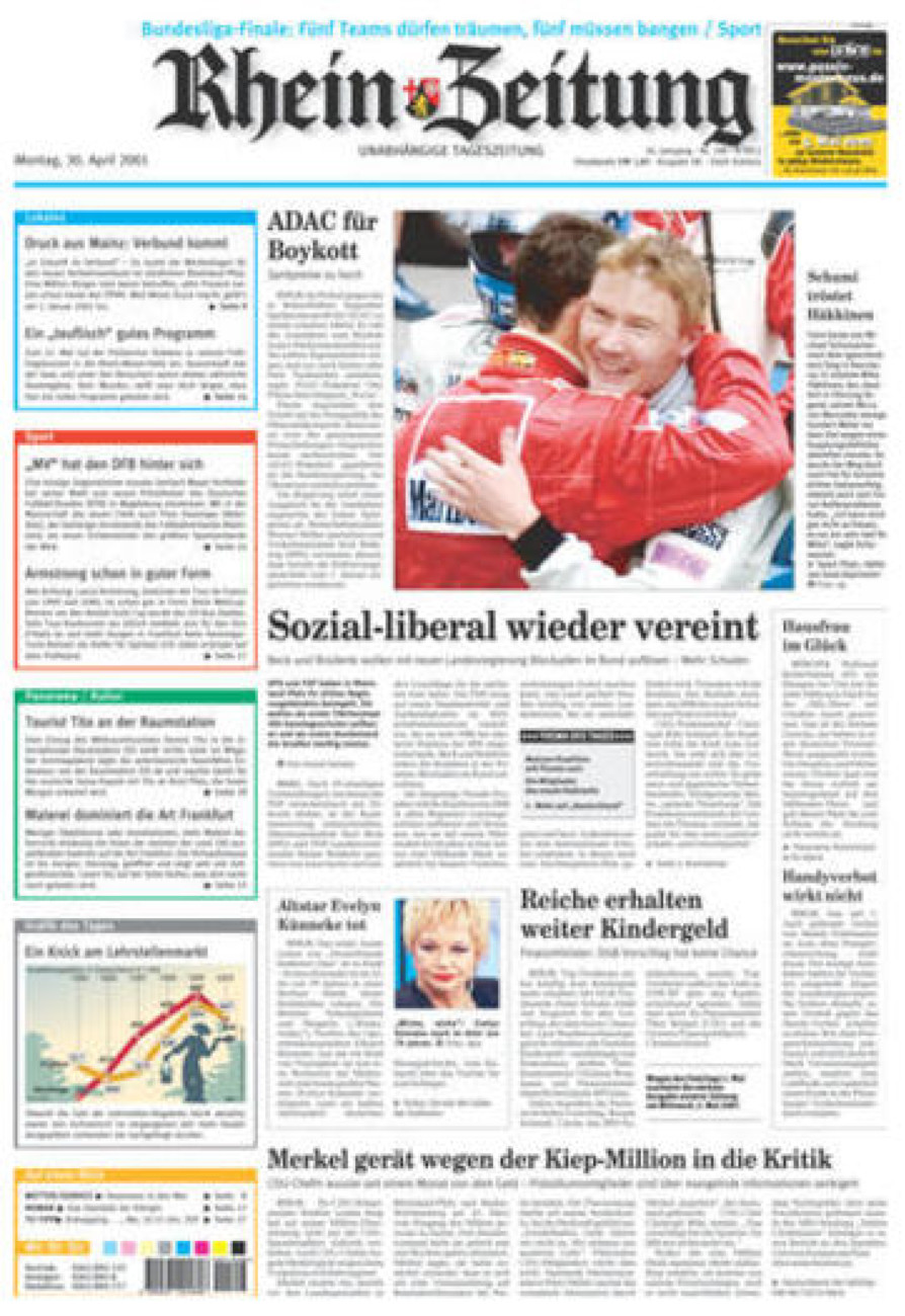 Rhein-Zeitung Koblenz & Region vom Montag, 30.04.2001