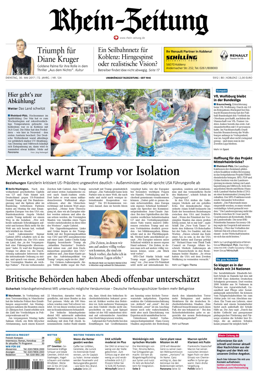 Rhein-Zeitung Koblenz & Region vom Dienstag, 30.05.2017