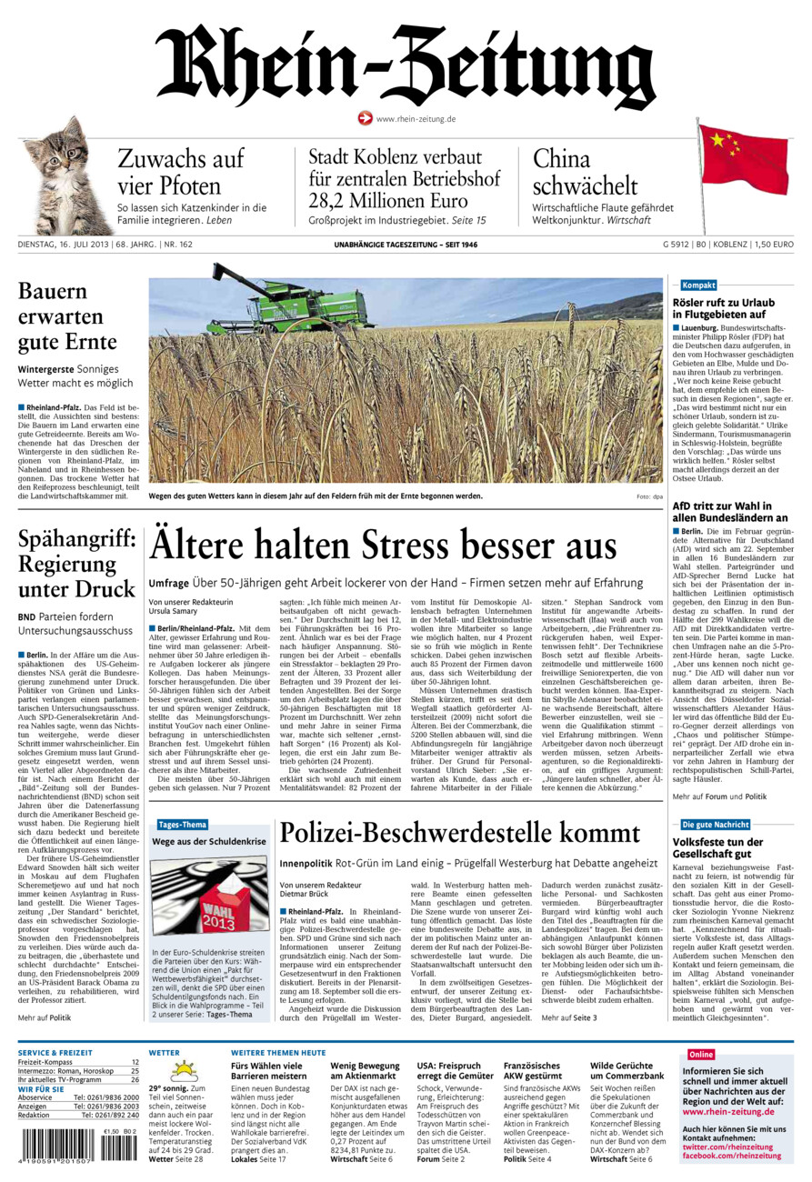 Rhein-Zeitung Koblenz & Region vom Dienstag, 16.07.2013