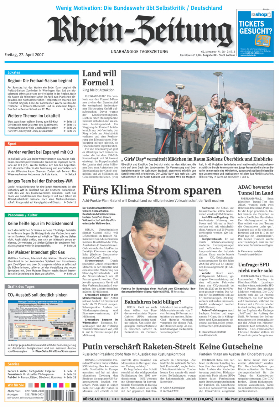 Rhein-Zeitung Koblenz & Region vom Freitag, 27.04.2007