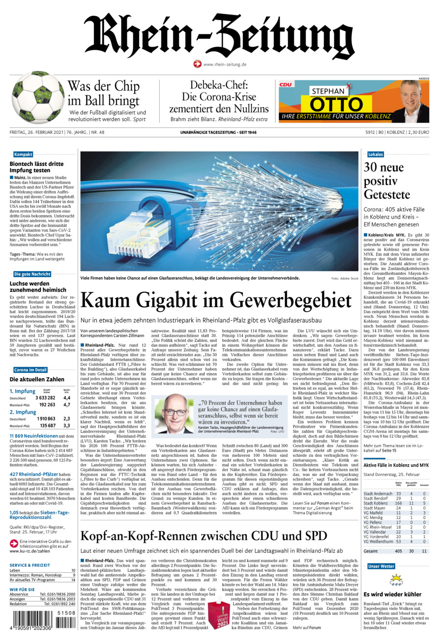 Rhein-Zeitung Koblenz & Region vom Freitag, 26.02.2021