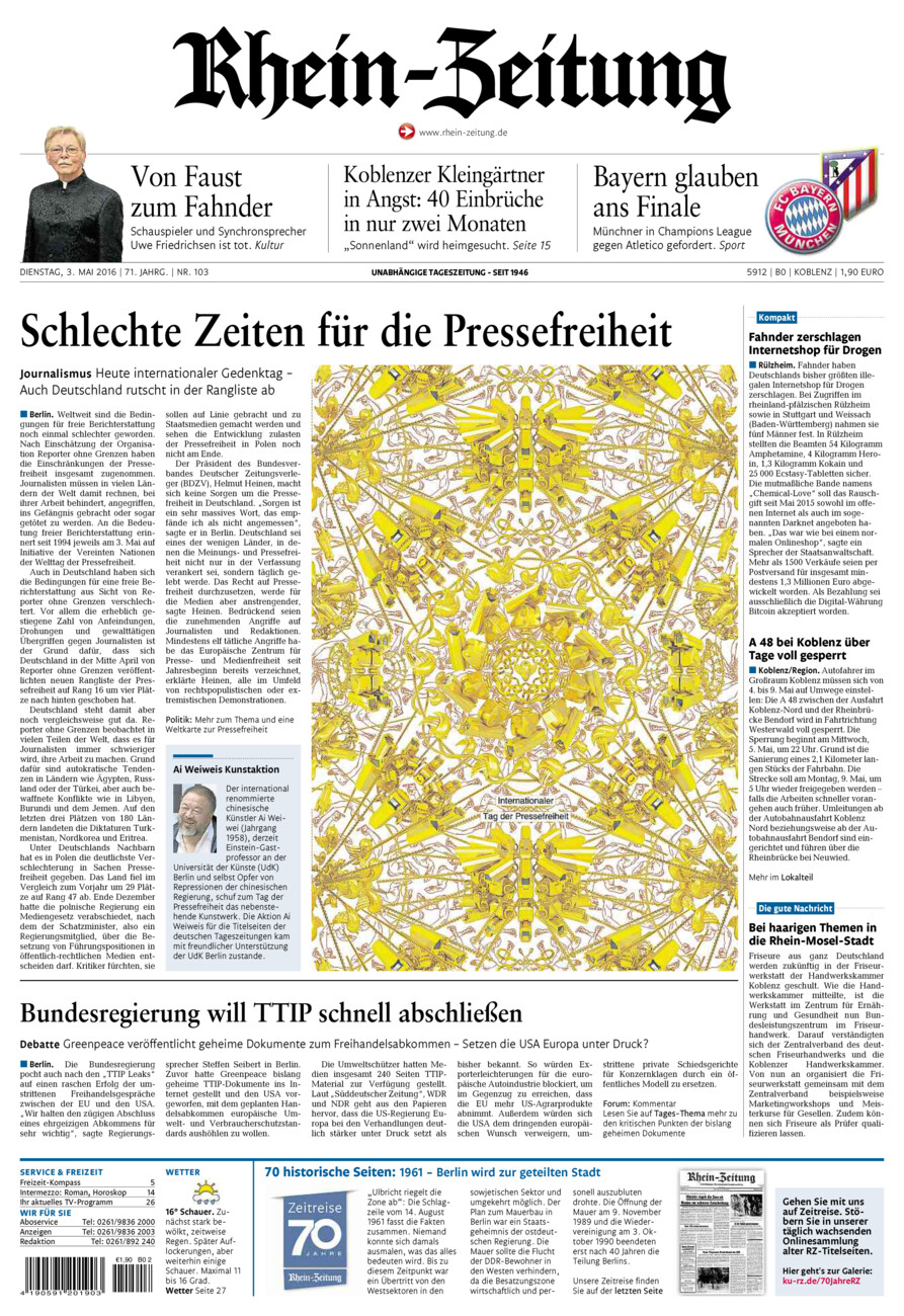 Rhein-Zeitung Koblenz & Region vom Dienstag, 03.05.2016