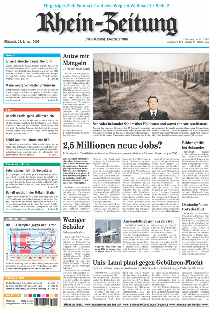 Rhein-Zeitung Koblenz & Region vom Mittwoch, 26.01.2005
