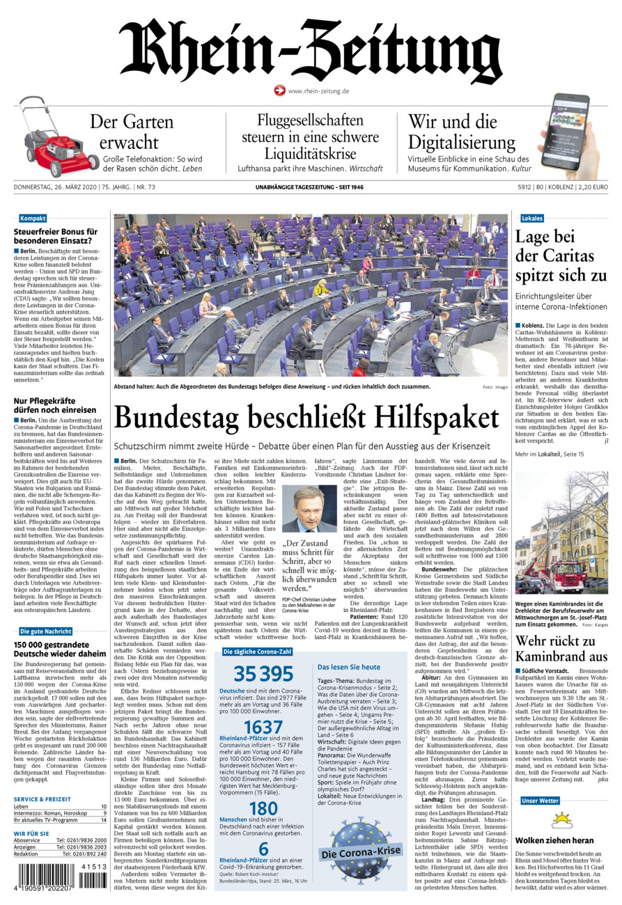 Rhein-Zeitung Koblenz & Region vom Donnerstag, 26.03.2020