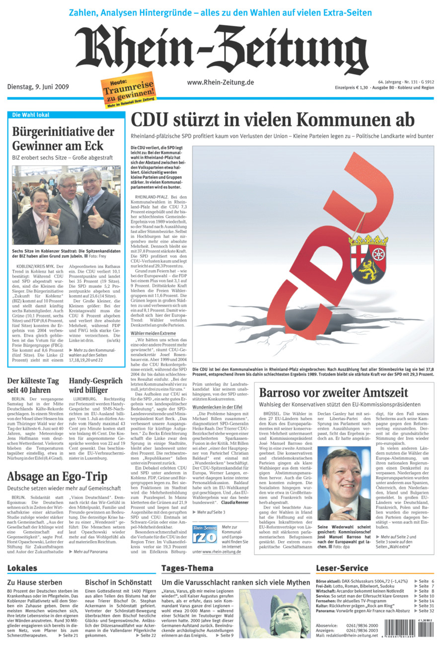 Rhein-Zeitung Koblenz & Region vom Dienstag, 09.06.2009