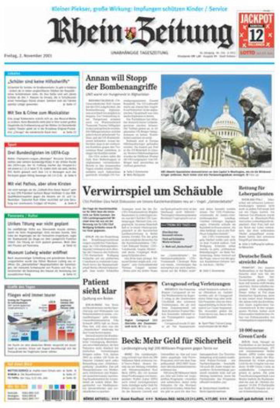 Rhein-Zeitung Koblenz & Region vom Freitag, 02.11.2001
