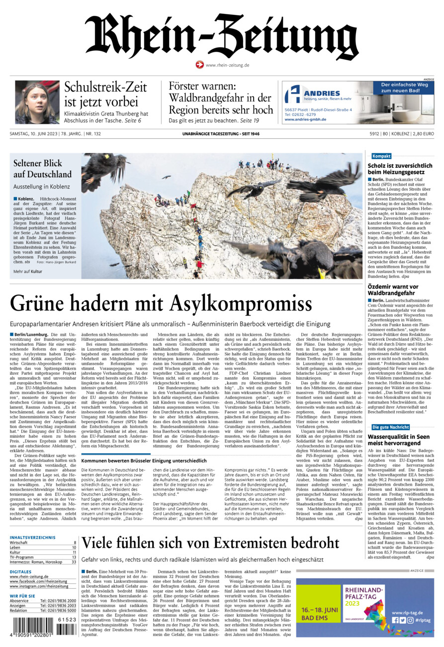 Rhein-Zeitung Koblenz & Region vom Samstag, 10.06.2023