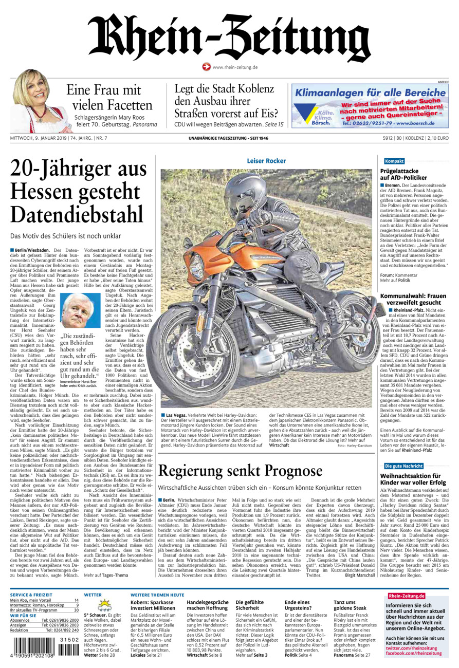 Rhein-Zeitung Koblenz & Region vom Mittwoch, 09.01.2019
