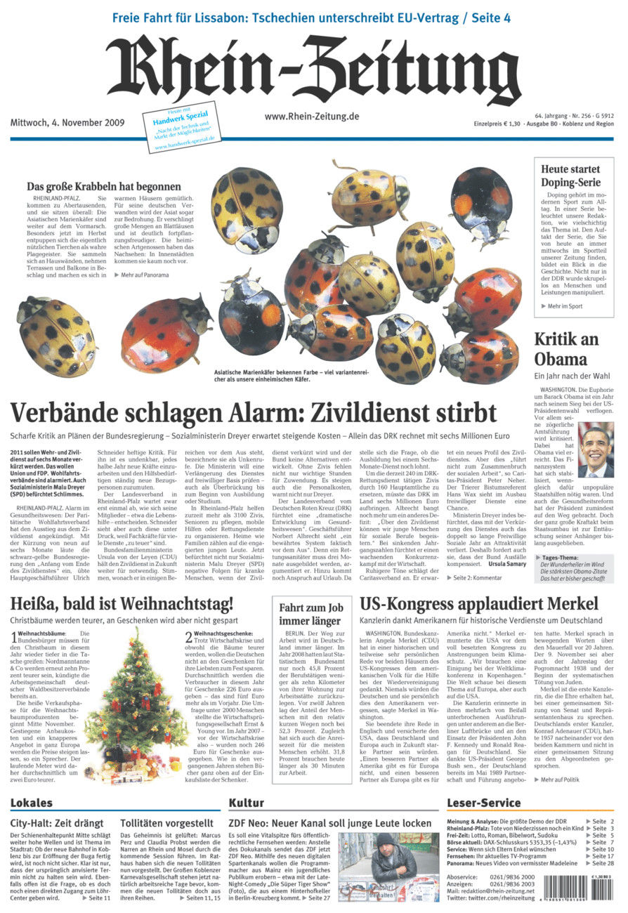 Rhein-Zeitung Koblenz & Region vom Mittwoch, 04.11.2009