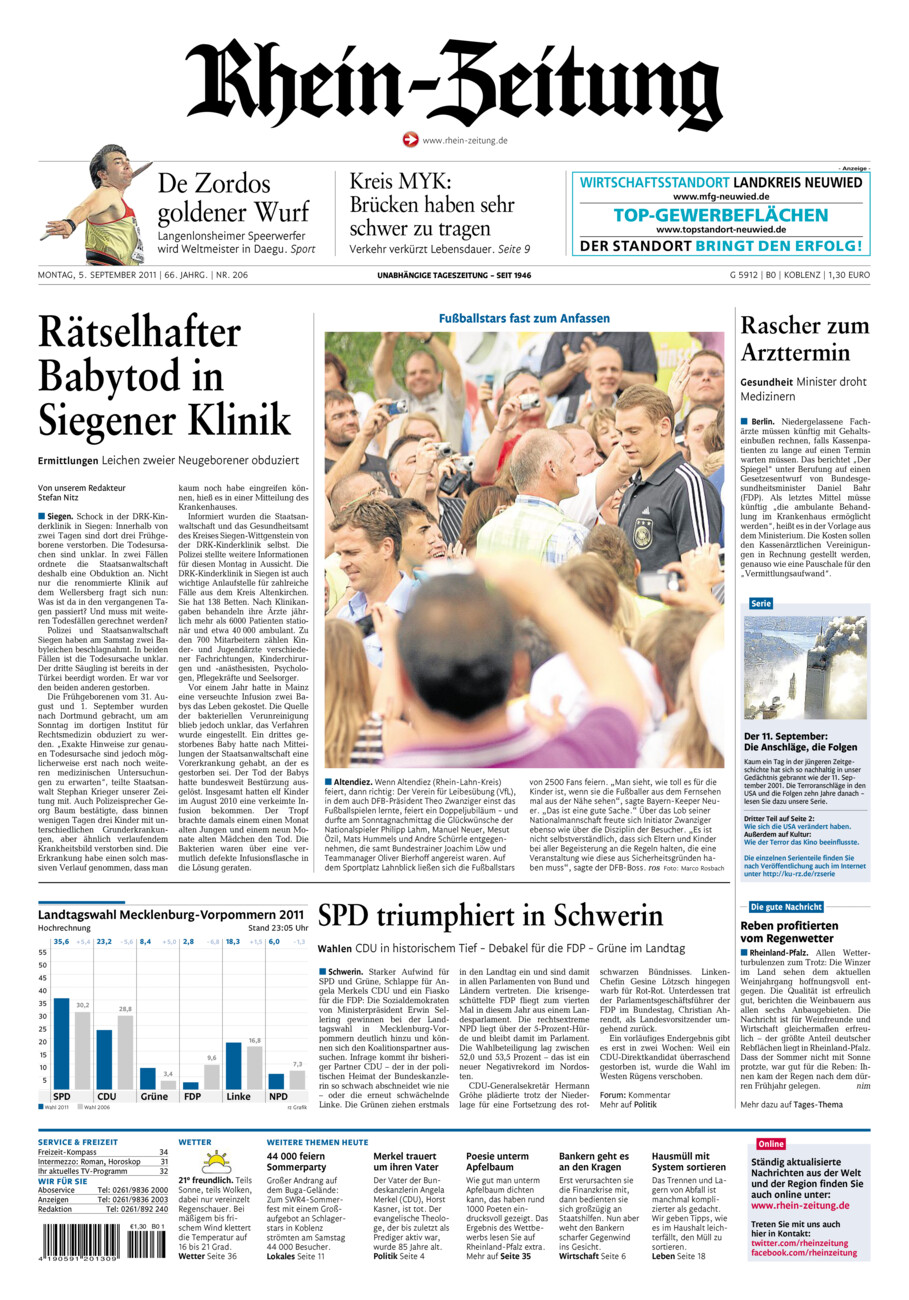 Rhein-Zeitung Koblenz & Region vom Montag, 05.09.2011